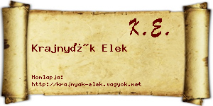 Krajnyák Elek névjegykártya